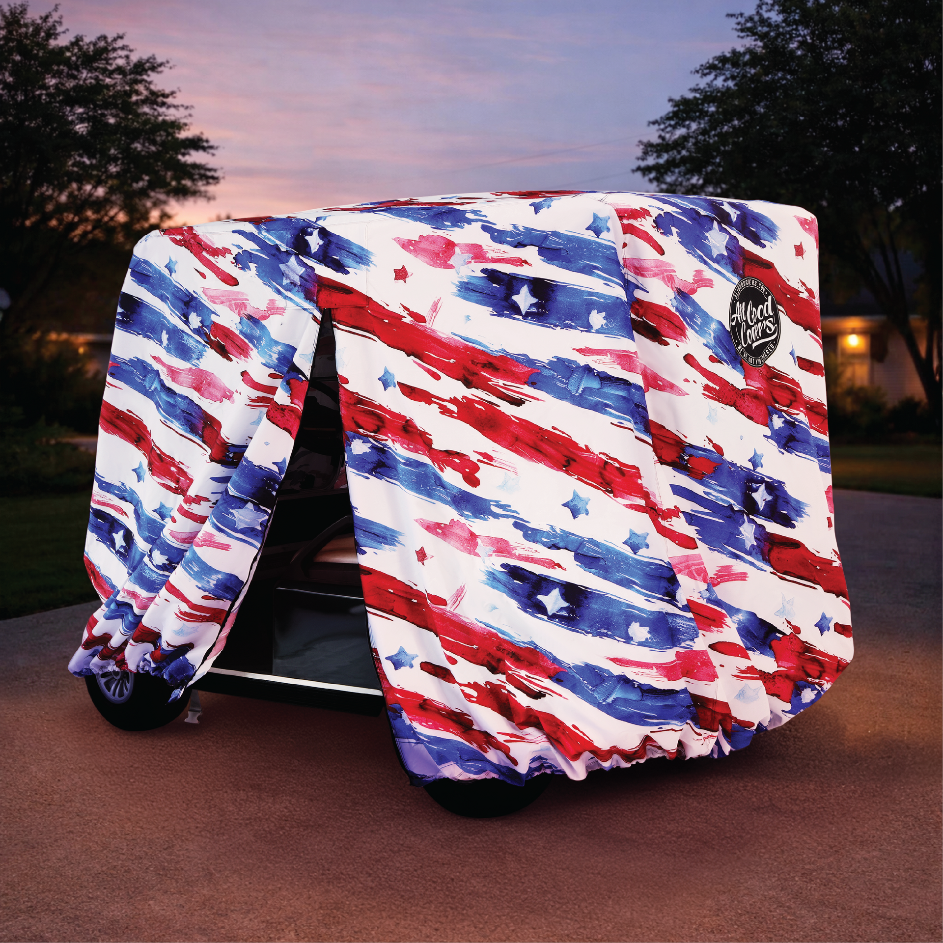Stars & Stripes Golf Cart Cover back view