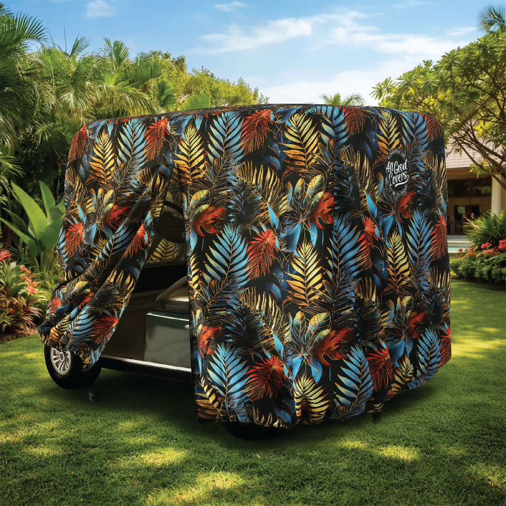 Electric Canopy Golf Cart Cover installed on cart