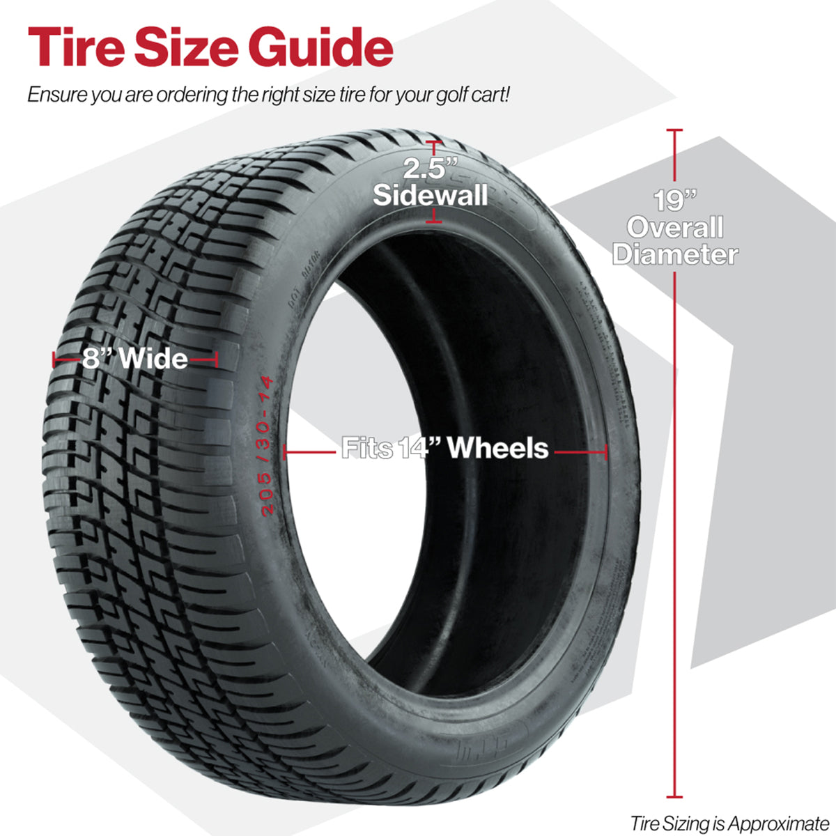 Golf Cart 12in Alloy Wheel and AT Tire Set of 4 Style B view 5 - Fits Club Car EZGO Yamaha