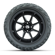 GTW Reaper Black/Machined 15" Deep Dish Wheels with 23X10-R15 Maverick Steel Belted Radial A/T Tires - Full Set Deep