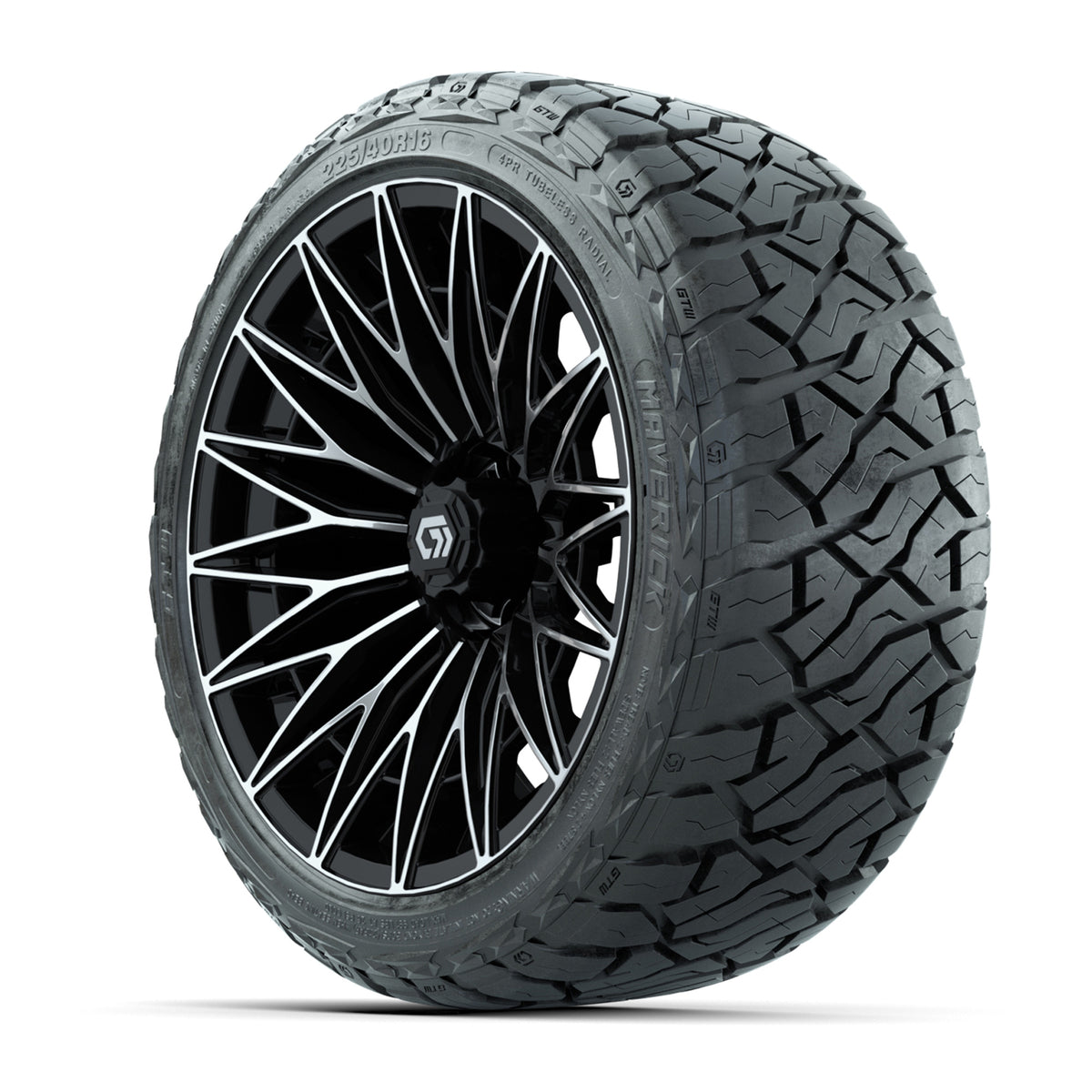 GTW® Blur Black/Machined 16" Wheels with 225/40-R16 Maverick Street Tires - Full Set