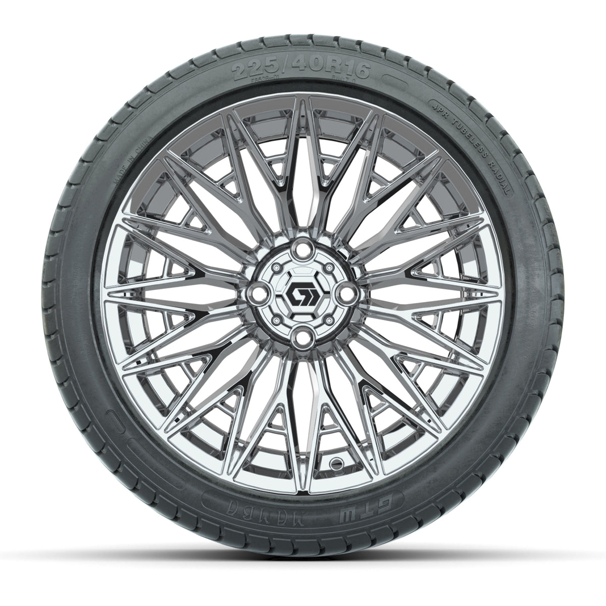 GTW® Blur Chrome 16" Wheels with 225/40-R16 Mamba Street Tires - Full Set