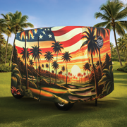 Sunset Drive Golf Cart Cover folded for storage