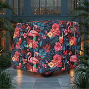 Flamingo Party Golf Cart Cover fabric close-up detail
