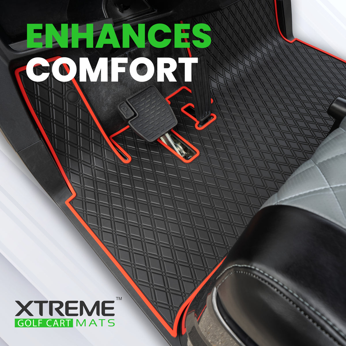 Xtreme Floor Mats for EZGO TXT / S2 / Workhorse / Express S4 / Valor / Cushman / Navitas - Black/Green