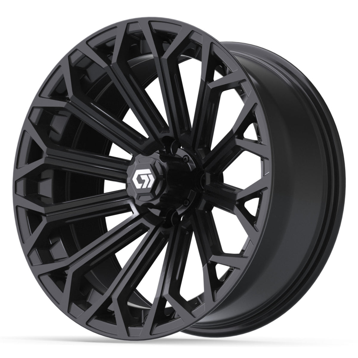 GTW 16x7 Phantom Golf Cart Wheel Gloss Black view 3 - Fits Club Car EZGO Yamaha