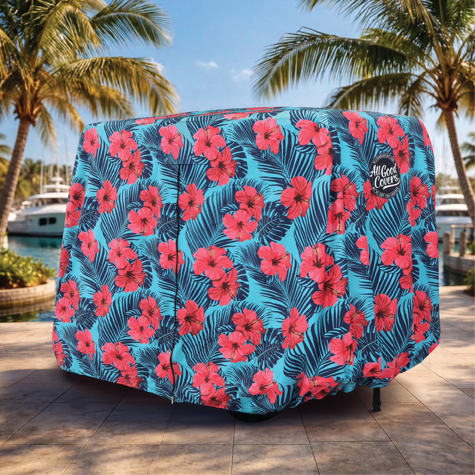 Hibiscus Golf Cart Cover folded for storage