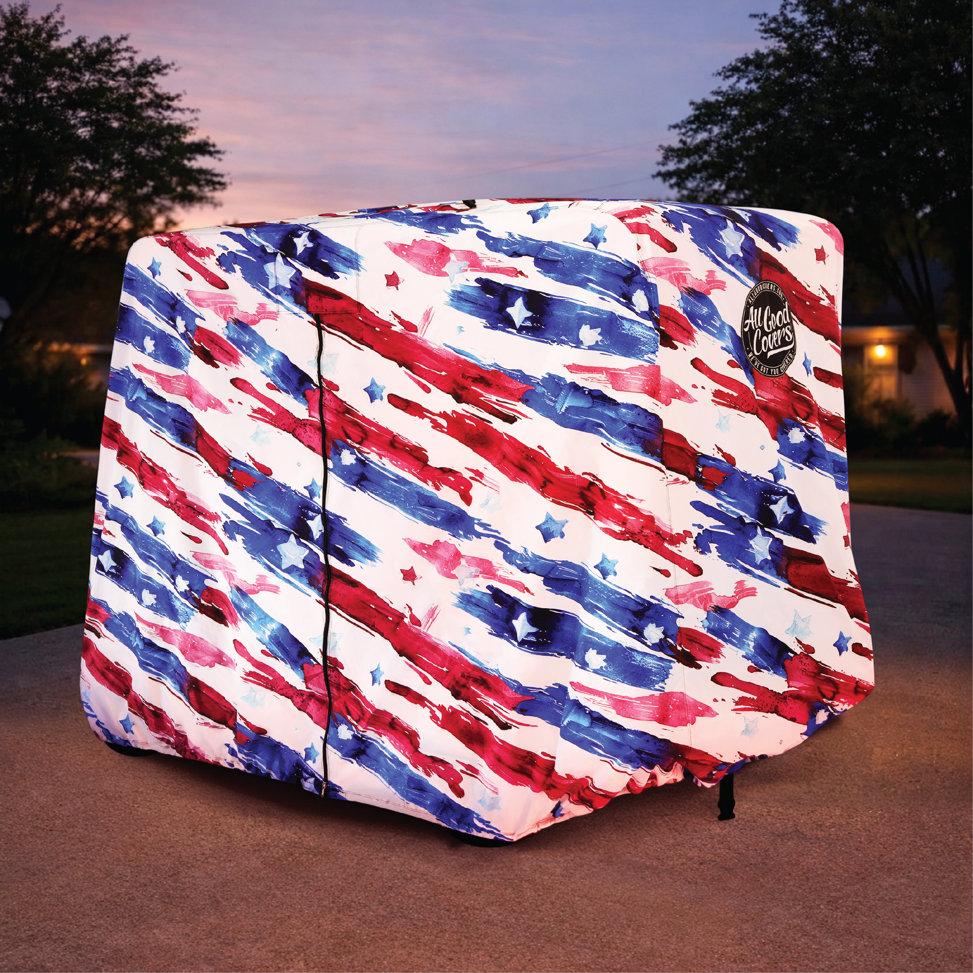 Stars & Stripes Golf Cart Cover fabric close-up detail