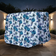Teal Blue Tropics Golf Cart Cover side view