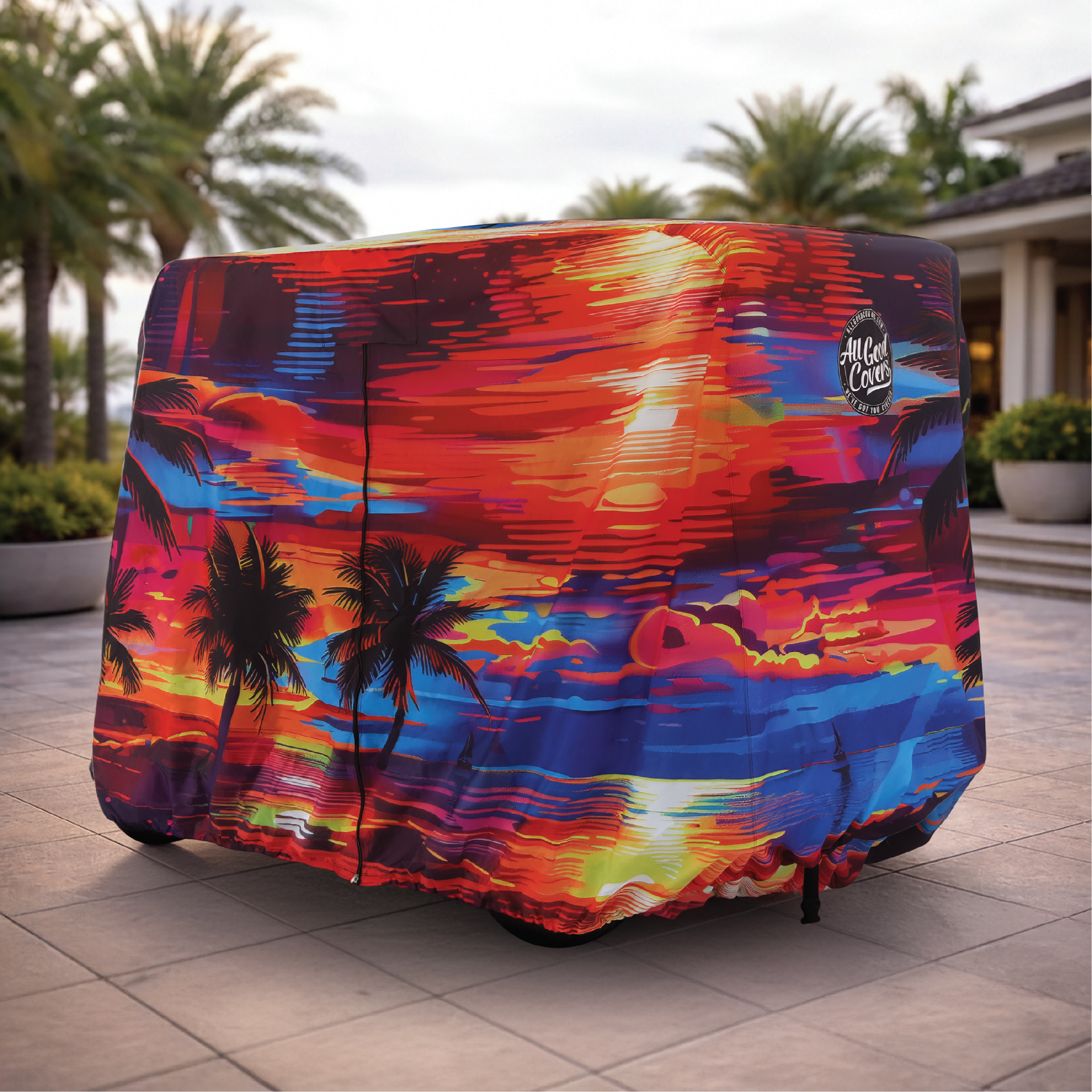 It's 5 O'Clock Somewhere Golf Cart Cover fabric close-up detail