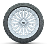 GTW 16" Blur Gloss White Golf Cart Wheels & 225/40R16 Maverick All-Terrain Tires