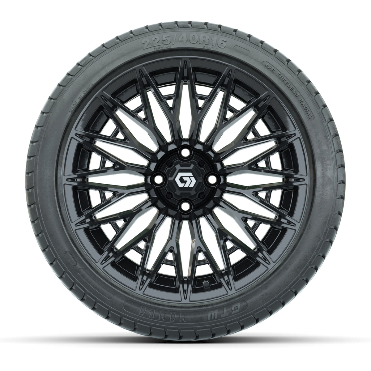 GTW® Blur Gloss Black 16" Wheels with 225/40-R16 Mamba Street Tires - Full Set