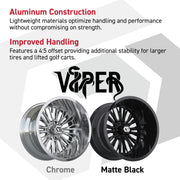 GTW Viper 15in Golf Cart Wheel Chrome view 4 - Fits Club Car EZGO Yamaha