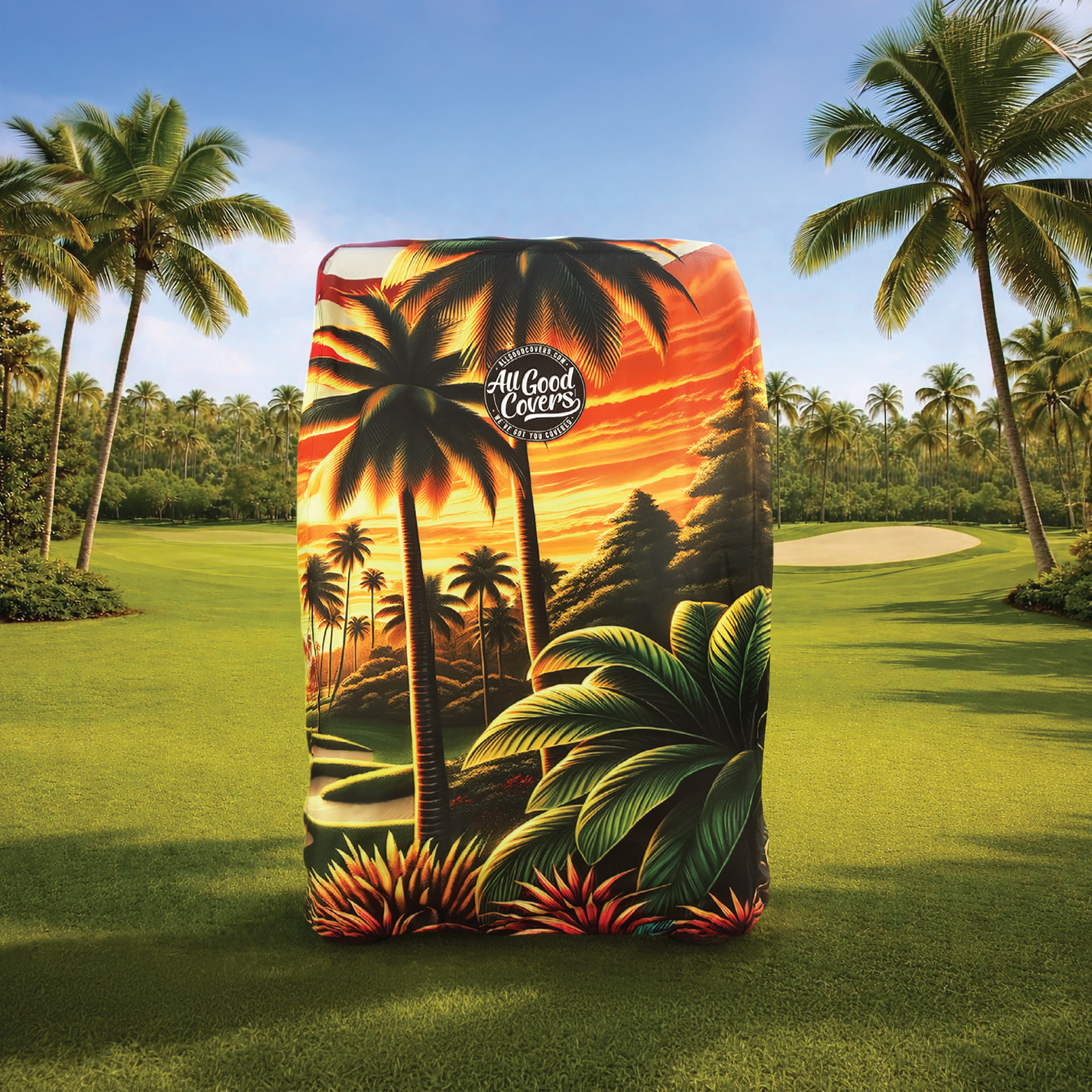 Sunset Drive Golf Cart Cover fabric close-up detail