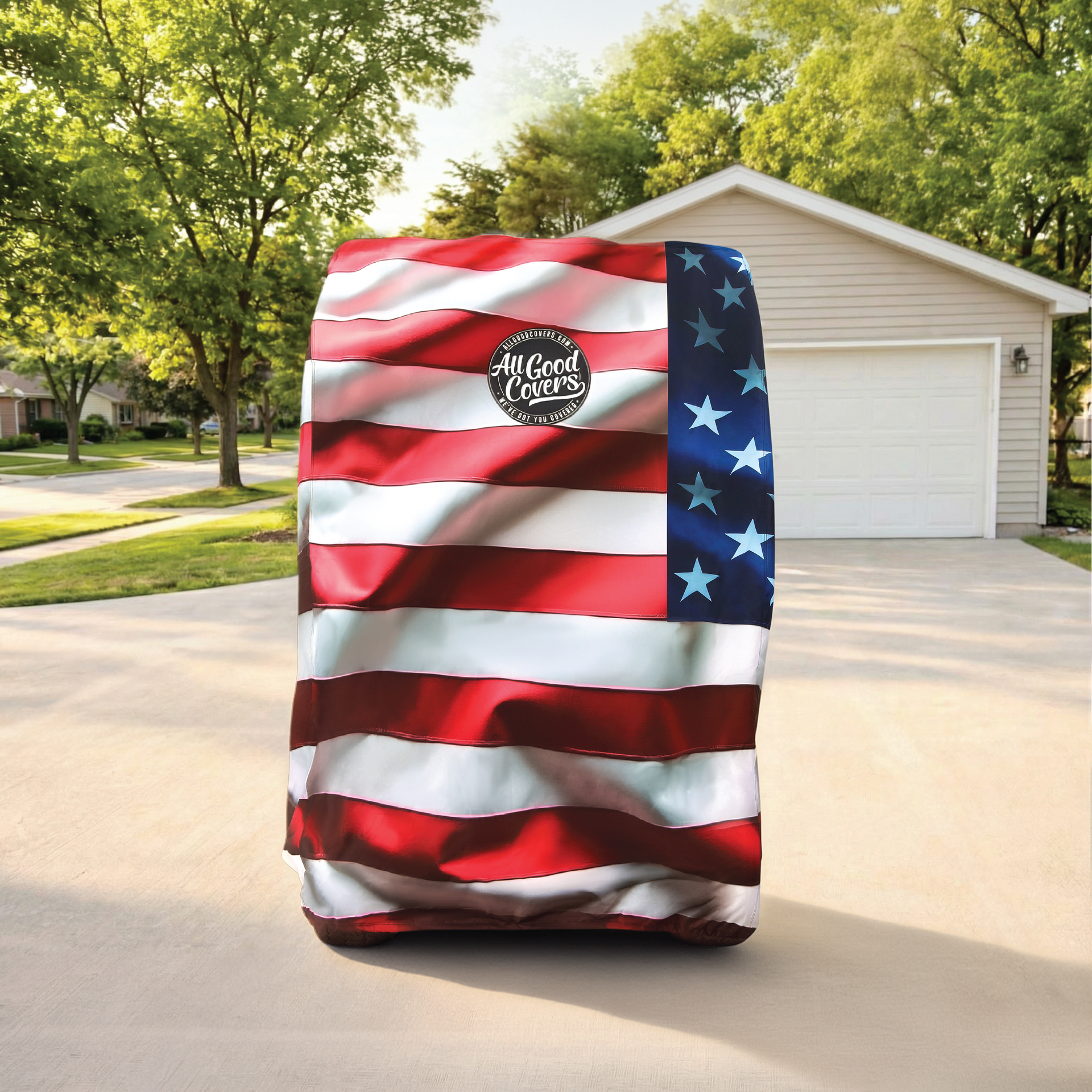 Star Spangled Banner Golf Cart Cover zipper detail
