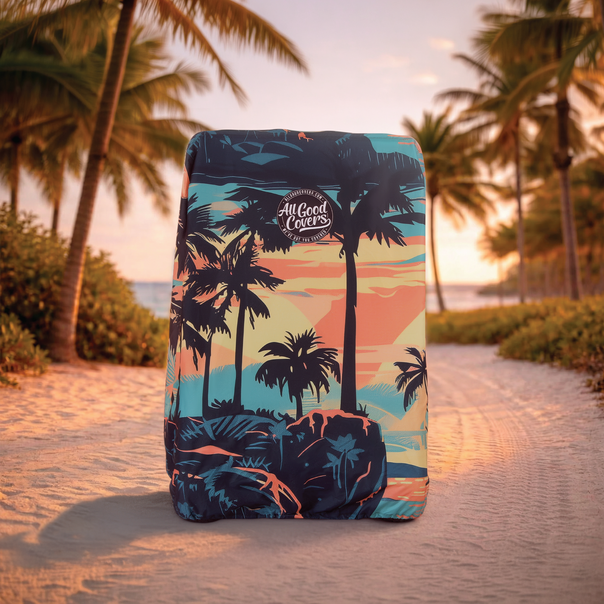 Palm Tree Island Golf Cart Cover zipper detail