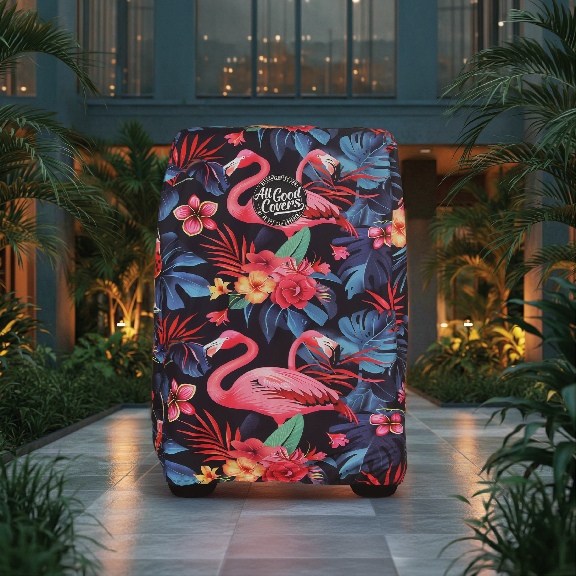 Flamingo Party Golf Cart Cover zipper detail