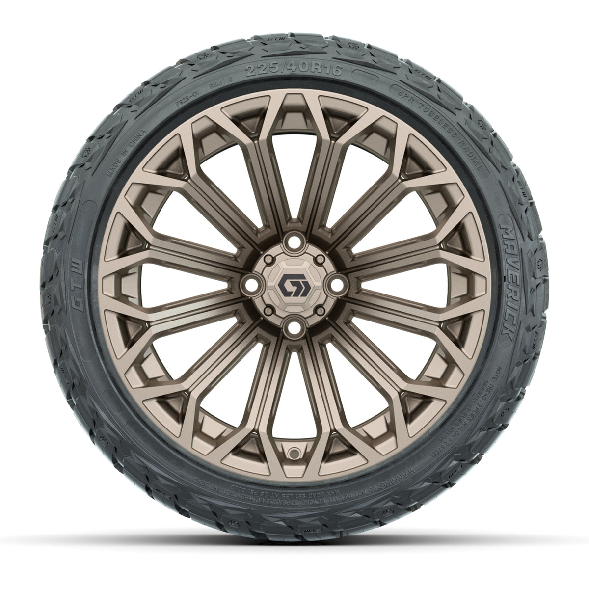 GTW® 16" Phantom Matte Bronze Golf Cart Wheels & 225/40-R16 Maverick A/T Tires - Full Set