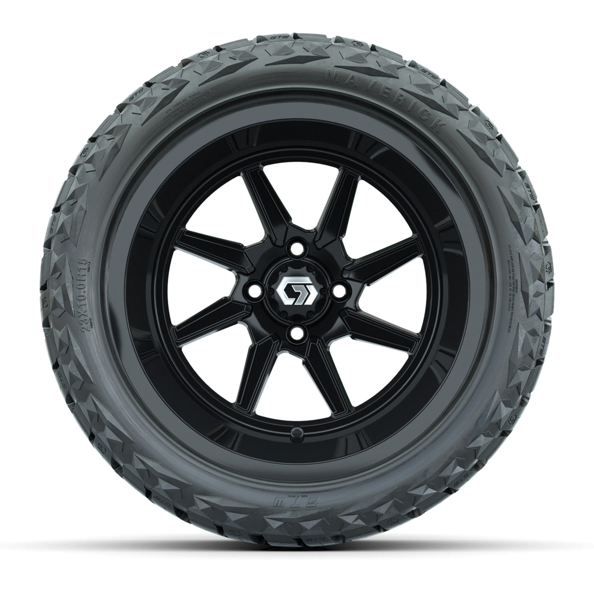 GTW Reaper Gloss Black 15" Deep Dish Wheels with 23X10-R15 Maverick Steel Belted Radial All-Terrain Tires - Full Set