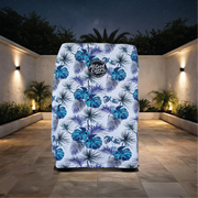 Teal Blue Tropics Golf Cart Cover fabric close-up detail
