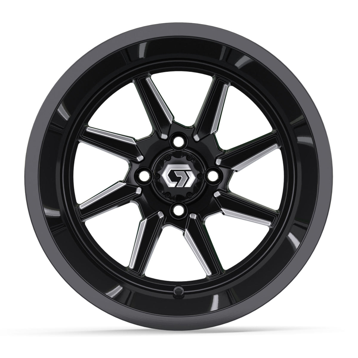 GTW Reaper 15in Golf Cart Wheel Black and Machined view 2 - Fits Club Car EZGO Yamaha