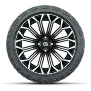 GTW® Phantom Black/Machined 16" Golf Cart Wheels with 225/40-R16 Maverick A/T Tires - Full Set