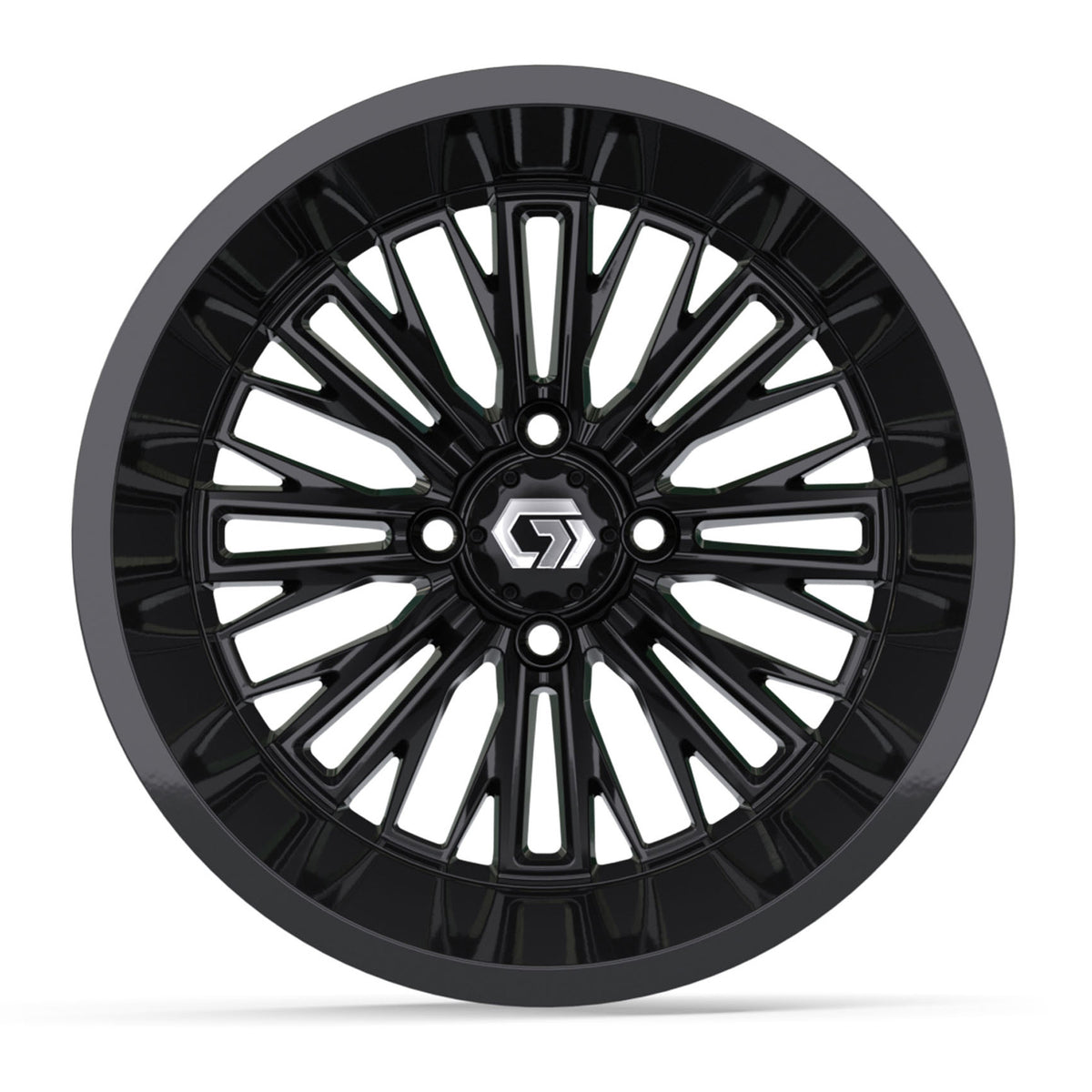 GTW Viper 15in Golf Cart Wheel Gloss Black view 2 - Fits Club Car EZGO Yamaha