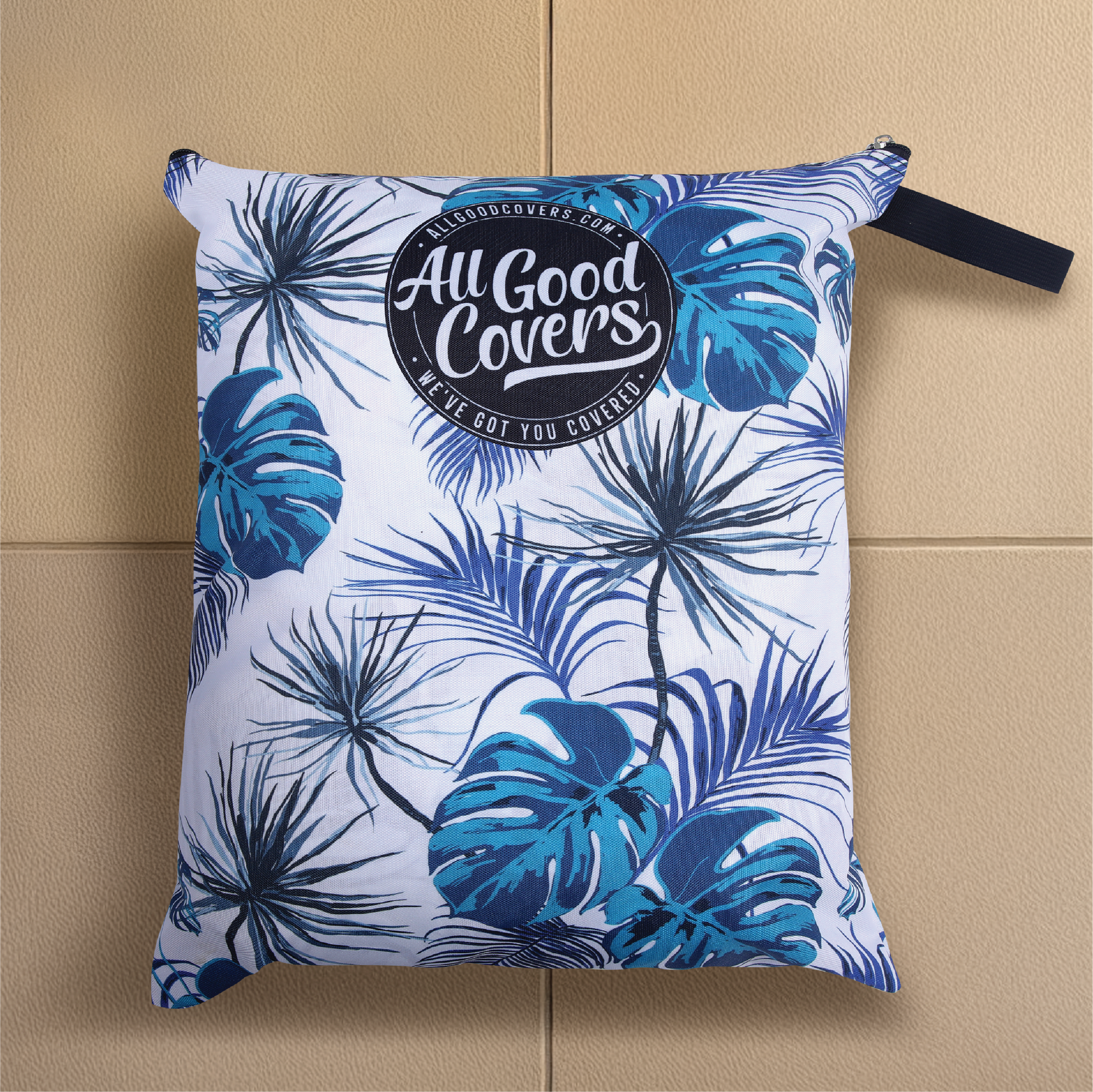 Teal Blue Tropics Golf Cart Cover full coverage view