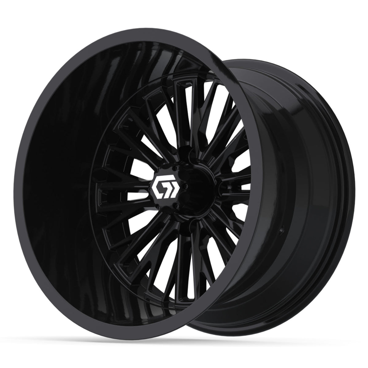 GTW Viper 15in Golf Cart Wheel Gloss Black view 3 - Fits Club Car EZGO Yamaha