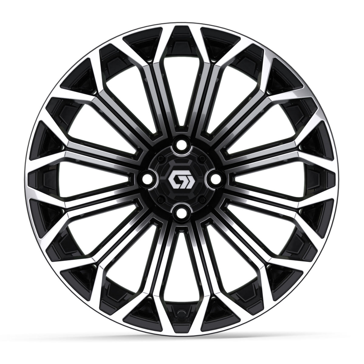 GTW 16x7 Phantom Golf Cart Wheel Machined and Black view 2 - Fits Club Car EZGO Yamaha