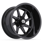 GTW Reaper 15in Golf Cart Wheel Gloss Black Ultra-Wide Deep Dish - Fits Club Car EZGO Yamaha