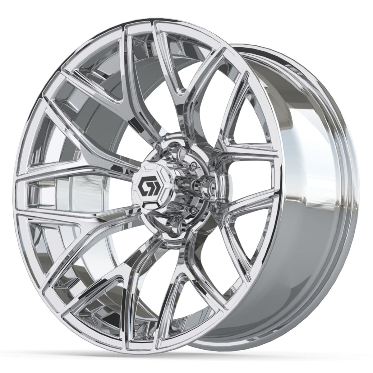 GTW 16x7 Monaco Golf Cart Wheel Chrome view 3 - Fits Club Car EZGO Yamaha