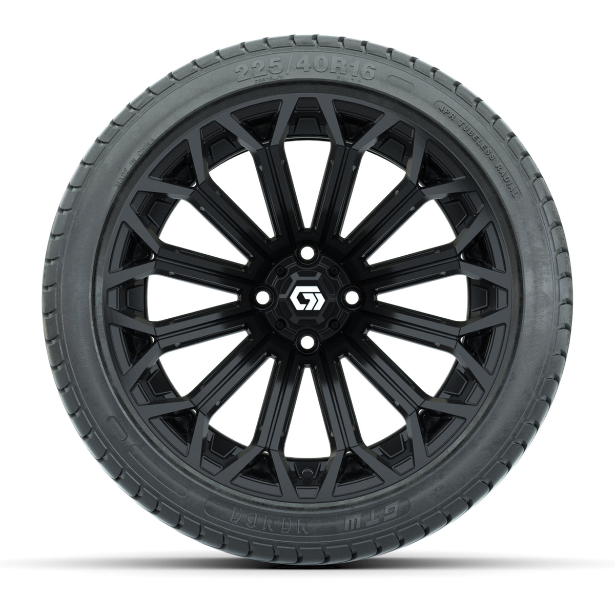 GTW® Phantom Gloss Black 16" Wheels with 225/40-R16 Mamba Street Tires - Full Set