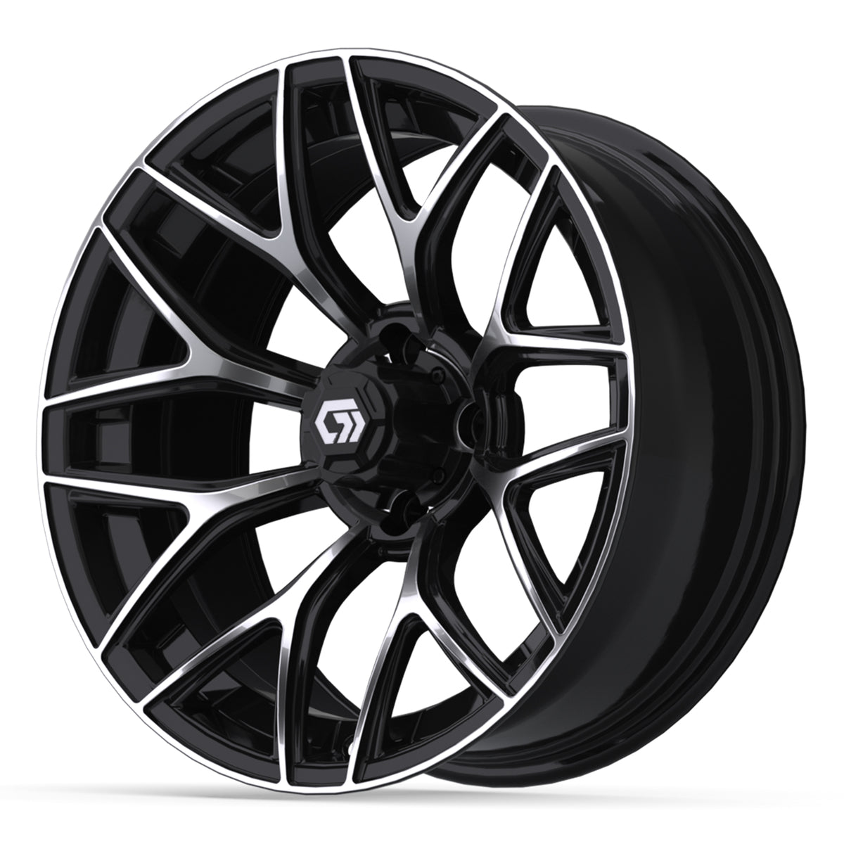 GTW 16x7 Monaco Golf Cart Wheel Machined and Black view 3 - Fits Club Car EZGO Yamaha