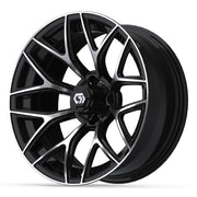 GTW 16x7 Monaco Golf Cart Wheel Machined and Black view 3 - Fits Club Car EZGO Yamaha