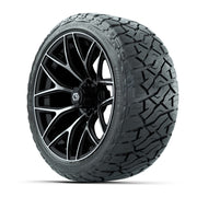 GTW Monaco Black/Machined 16" Golf Cart Wheels & 225/40-R16 Maverick Street Tires