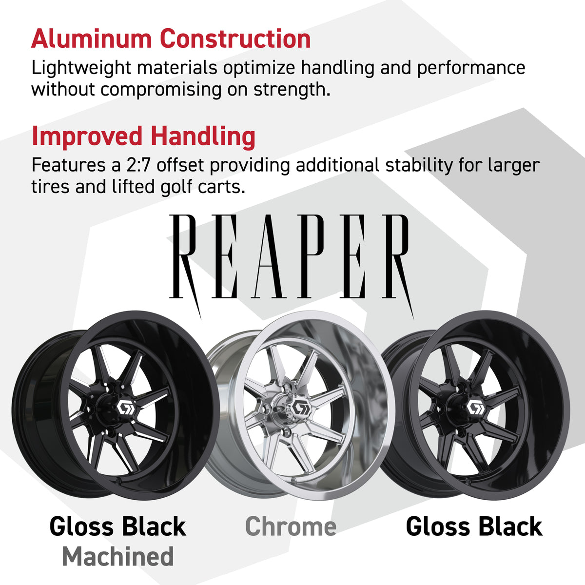 GTW Reaper Chrome 15" Wheels with 23X10-R15 Maverick Steel Belted Radial A/T Tires - Full Set
