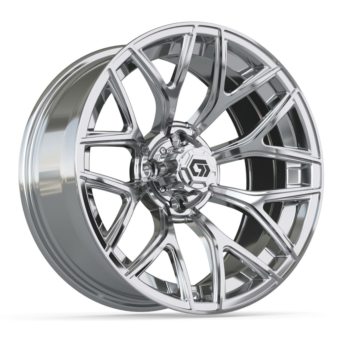 GTW 16x7 Monaco Golf Cart Wheel Chrome - Fits Club Car EZGO Yamaha