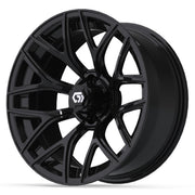 GTW 16x7 Monaco Golf Cart Wheel Gloss Black view 3 - Fits Club Car EZGO Yamaha