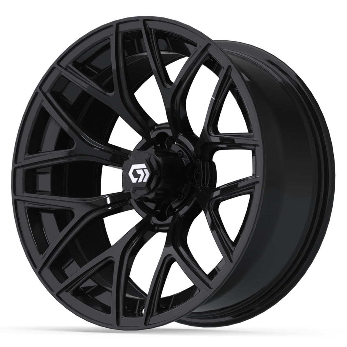 GTW 16x7 Monaco Golf Cart Wheel Gloss Black view 3 - Fits Club Car EZGO Yamaha