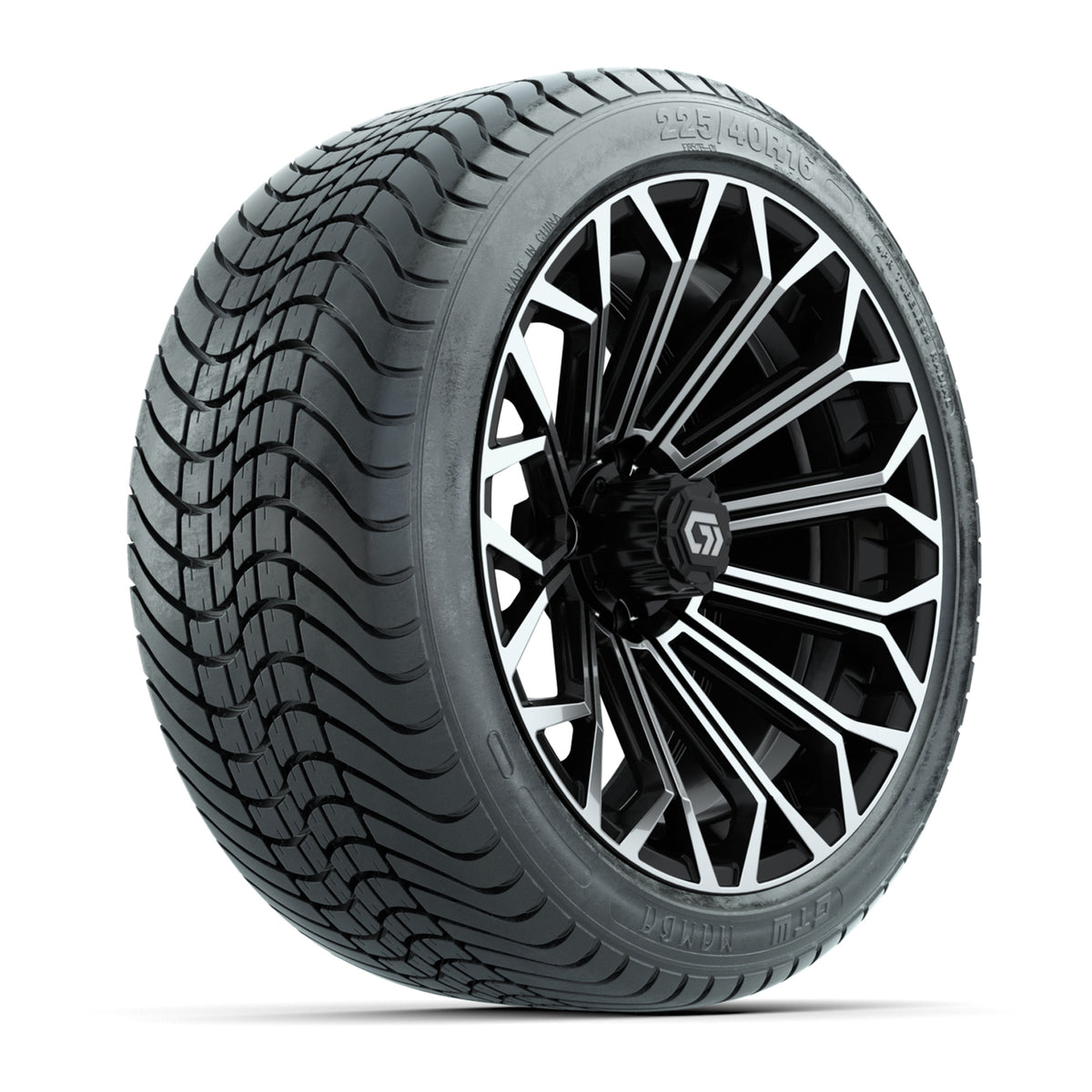 GTW® Phantom Black/Machined 16" Wheels with 225/40-R16 Mamba Street Tires - Full Set