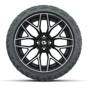 GTW Monaco Black/Machined 16" Golf Cart Wheels & 225/40-R16 Maverick Street Tires