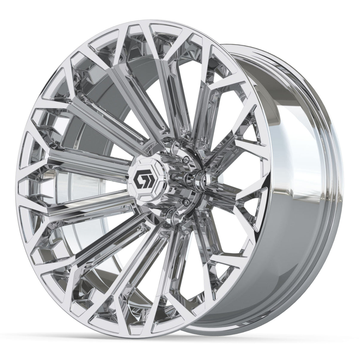GTW 16x7 Phantom Golf Cart Wheel Chrome view 3 - Fits Club Car EZGO Yamaha