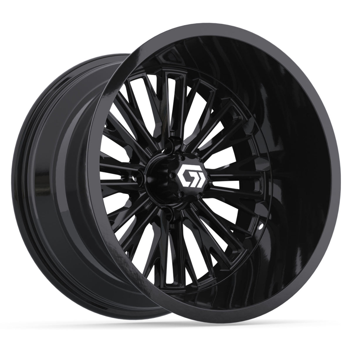 GTW Viper 15in Golf Cart Wheel Gloss Black Ultra-Wide Deep Dish - Fits Club Car EZGO Yamaha