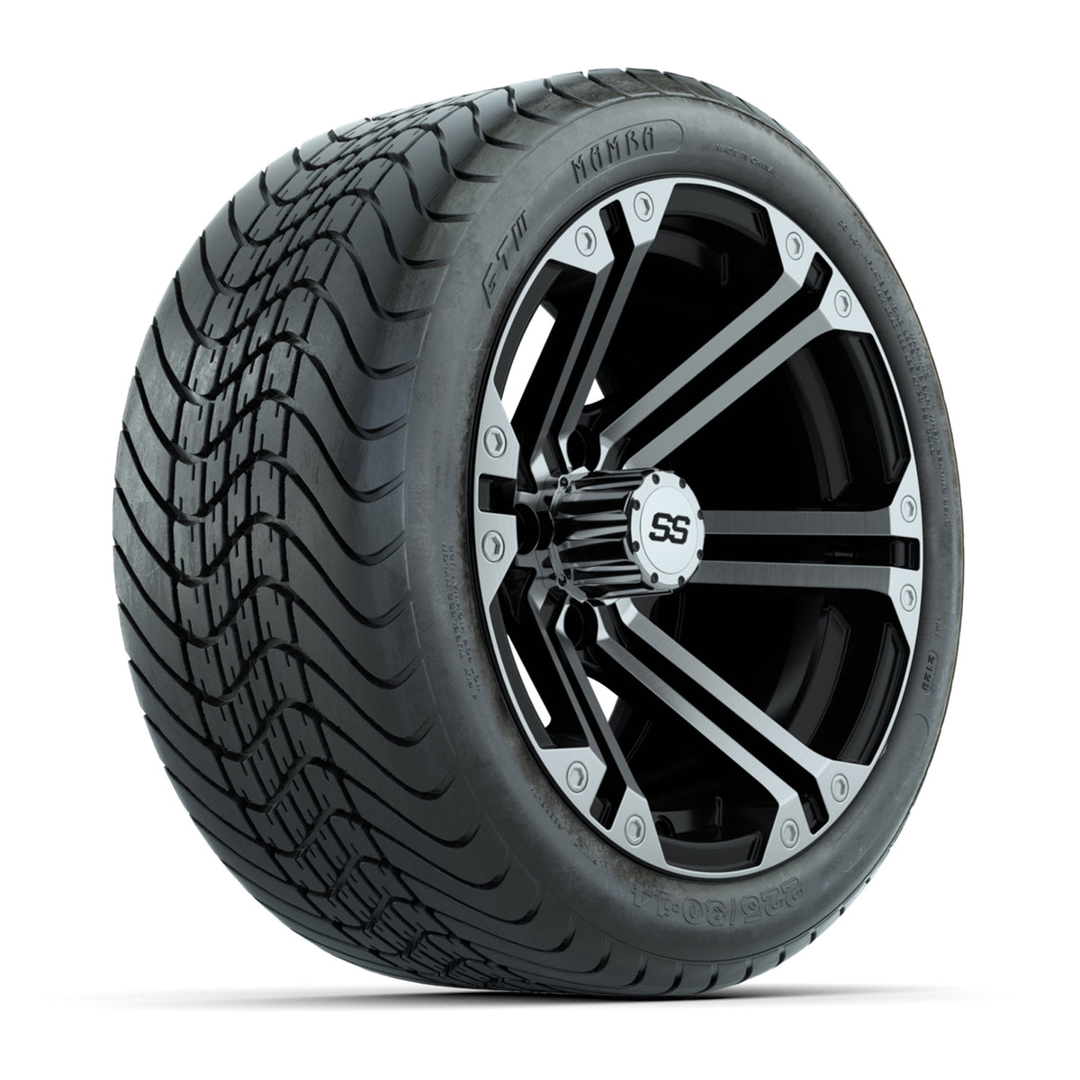 Golf Cart 12in Alloy Wheel and All-Terrain Tire Set of 4 - Fits Club Car EZGO Yamaha