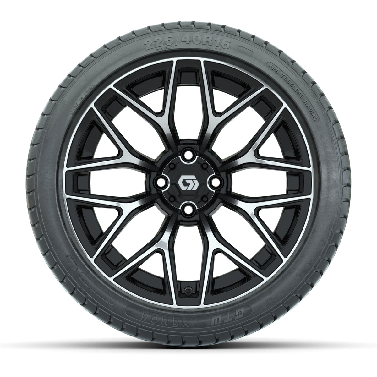 GTW® Monaco Black/Machined 16" Wheels with 225/40-R16 Mamba Street Tires - Full Set