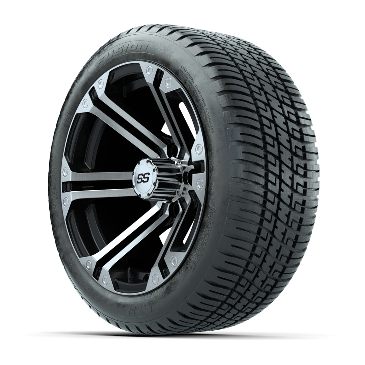 Golf Cart 12in Alloy Wheel and AT Tire Set of 4 Style B view 3 - Fits Club Car EZGO Yamaha