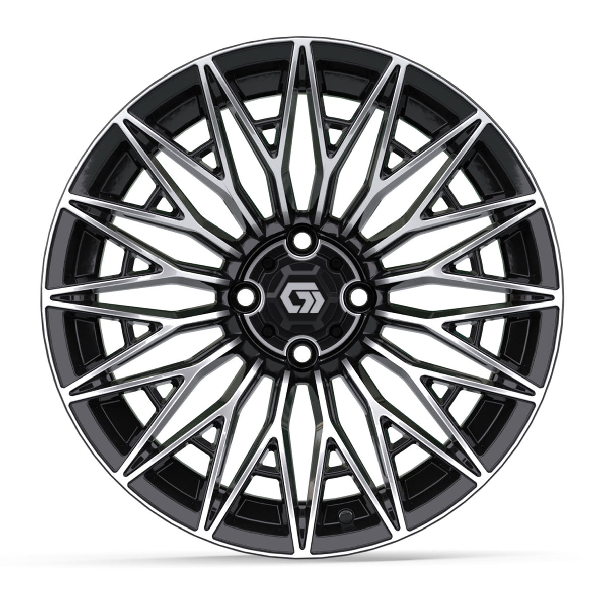 GTW 16x7 Blur Golf Cart Wheel Machined and Black view 2 - Fits Club Car EZGO Yamaha