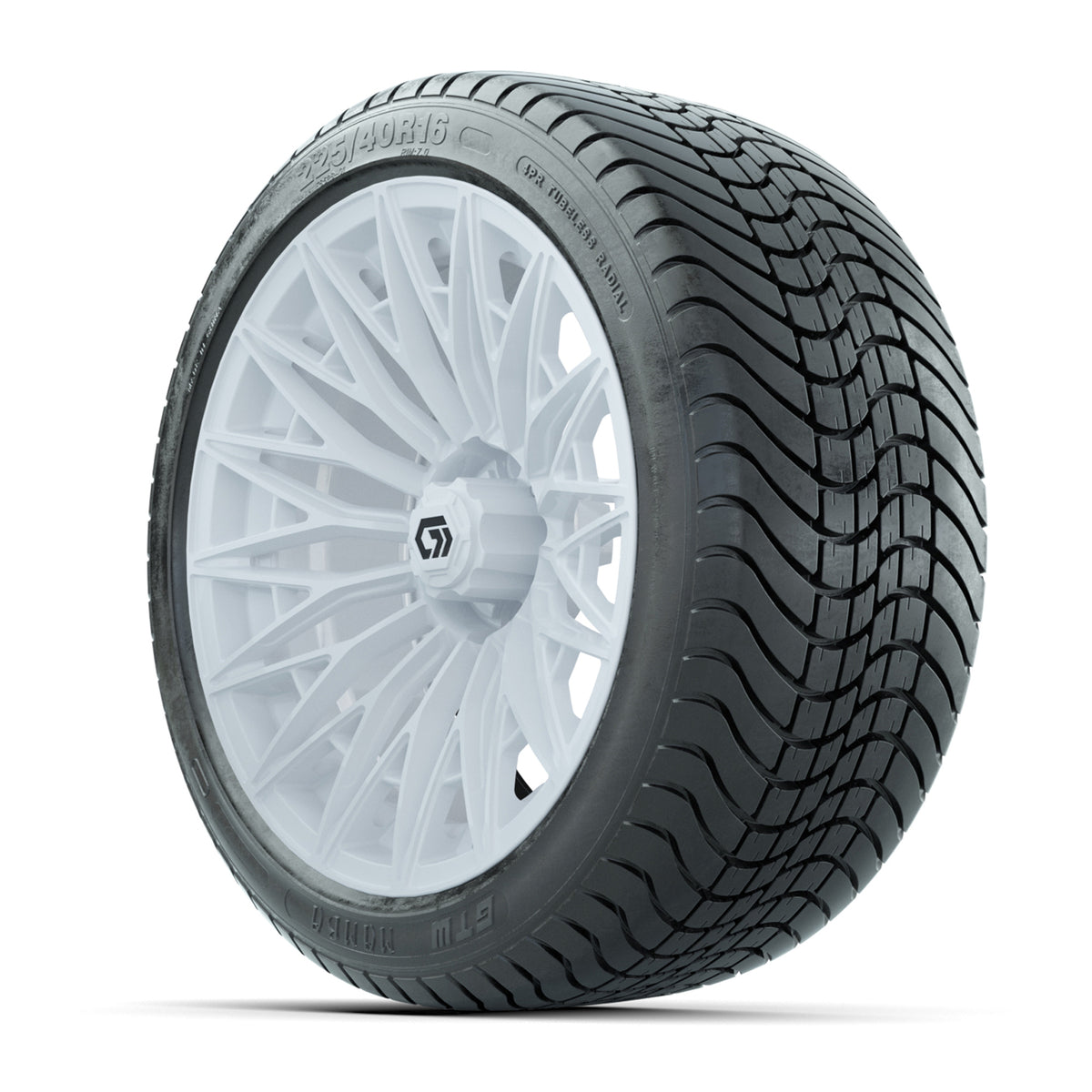 GTW 16" Blur Gloss White Golf Cart Wheels & 225/40R16 Mamba Street Tire