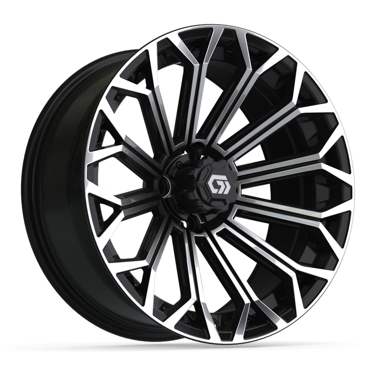 GTW 16x7 Phantom Golf Cart Wheel Machined and Black - Fits Club Car EZGO Yamaha